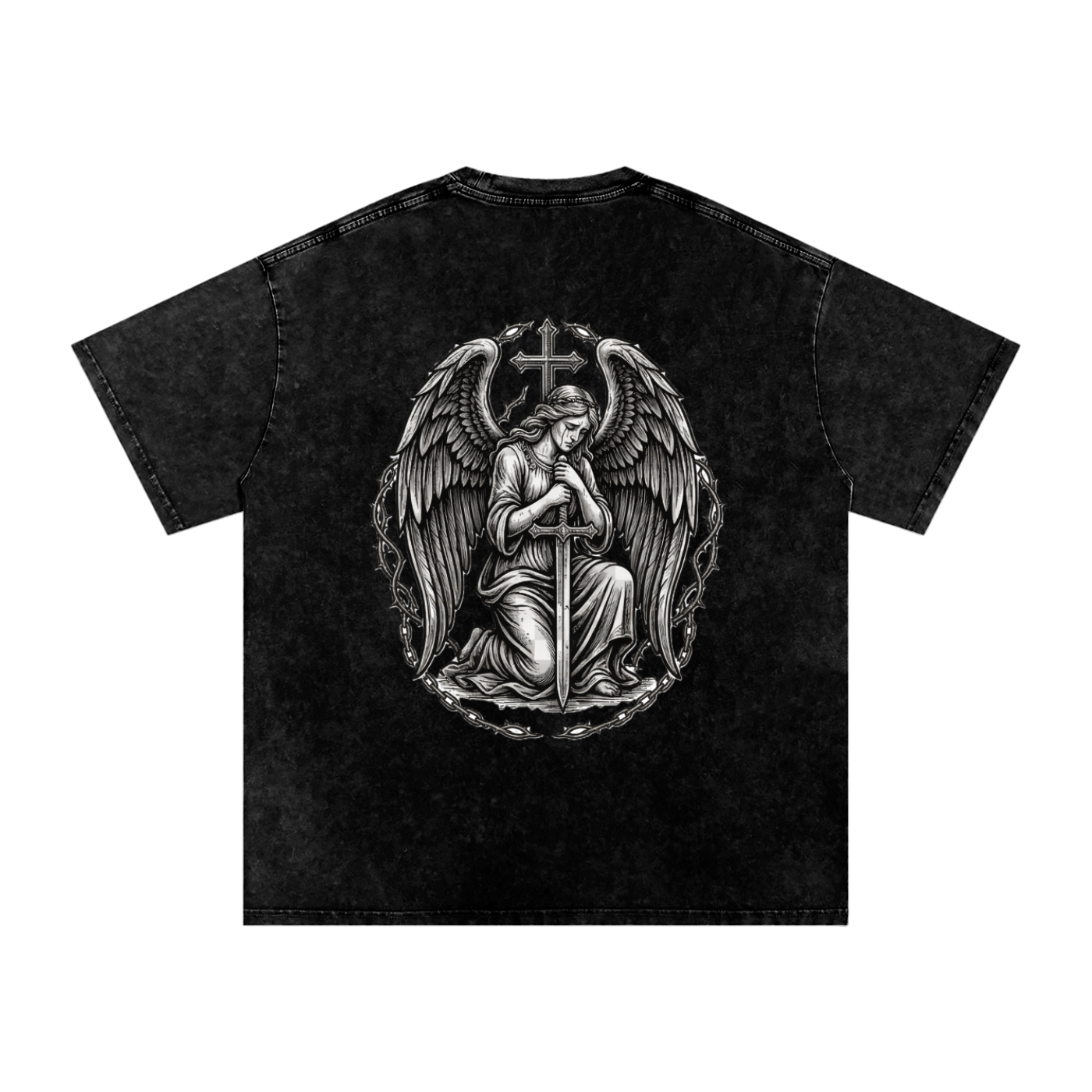 Sad Angel Snow Washed Oversized Cotton T-Shirt