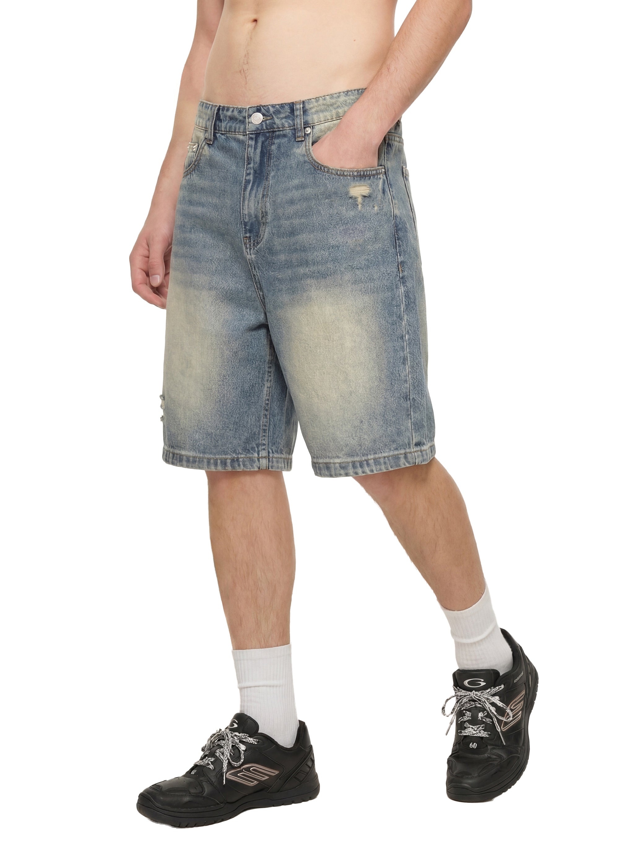 H&S Faded Distressed Baggy Denim Shorts